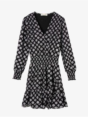 Michael Kors Metallic Polka Dot Georgette Ruffled Wrap Dress Small NWT